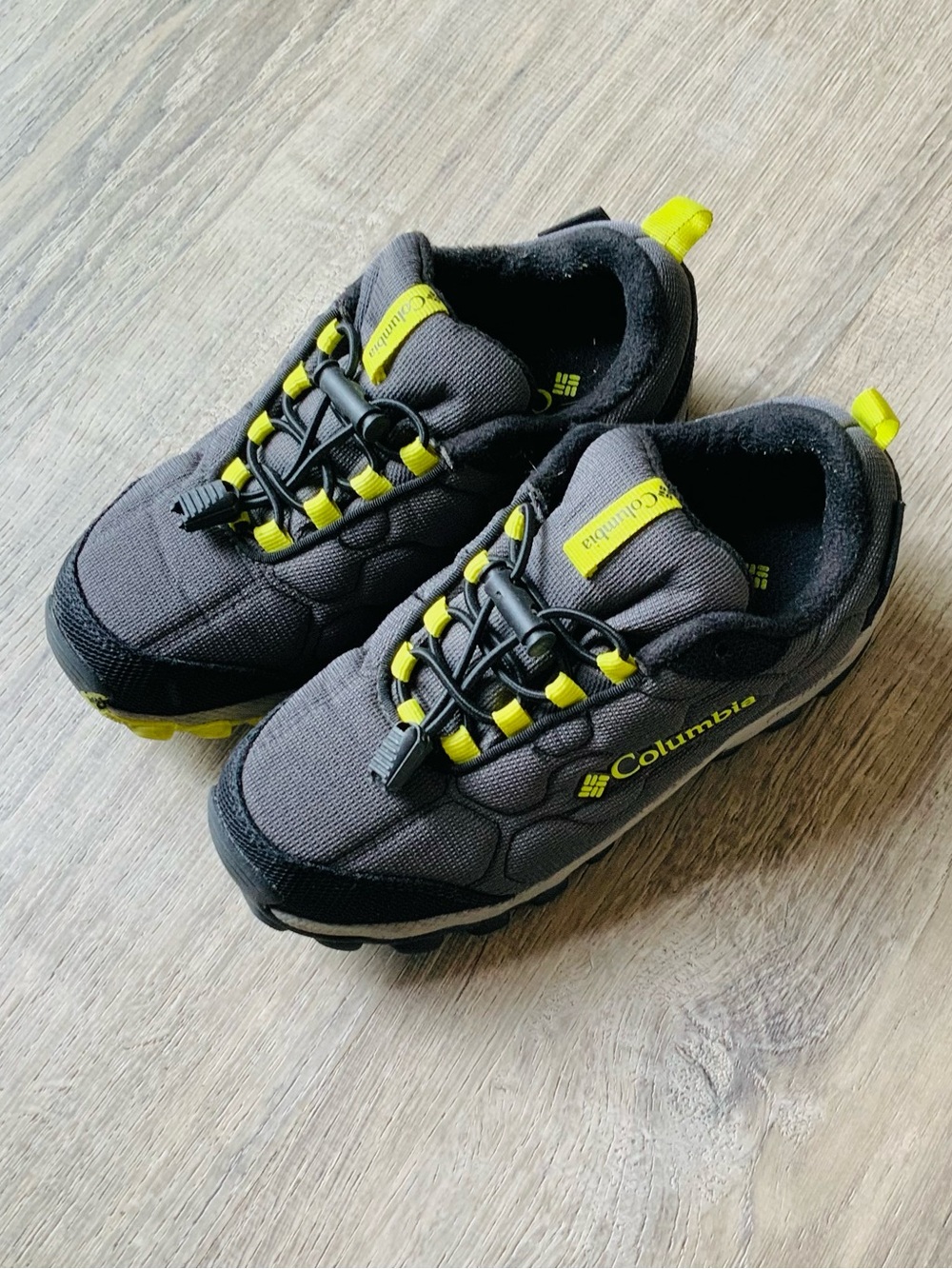 Columbia Grey and Yellow Trail Shoes Little Boy Size: 2